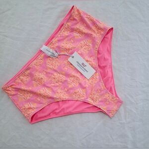 Vineyard Vines Tang Fish High Waist Bikini Swim Bottom UPF 50 In Neon Rosa